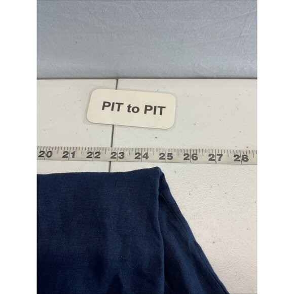 MATCH POINT 100% LINEN Navy Blue‎ pockets button front tunic size XL Oversized - Picture 6 of 9